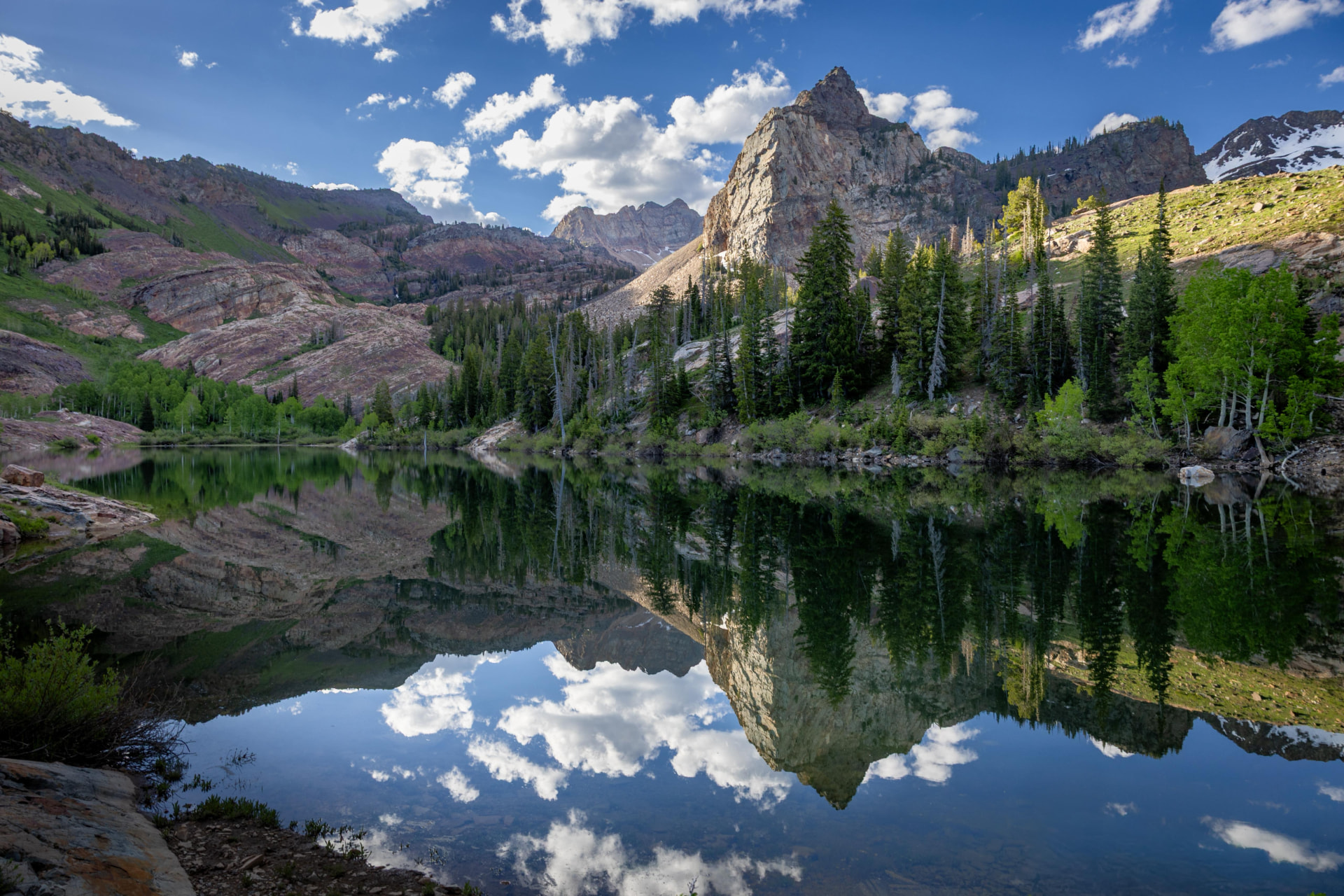 Alpine campground at golden hour